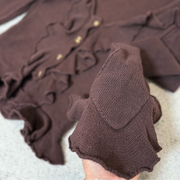 Brown Ruffled Cardigan - Picture 3 of 8